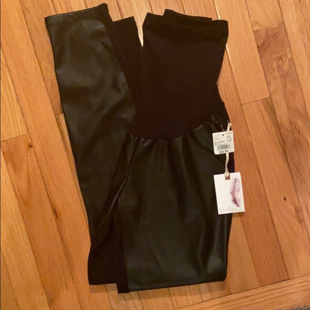 Maternity leather leggings.